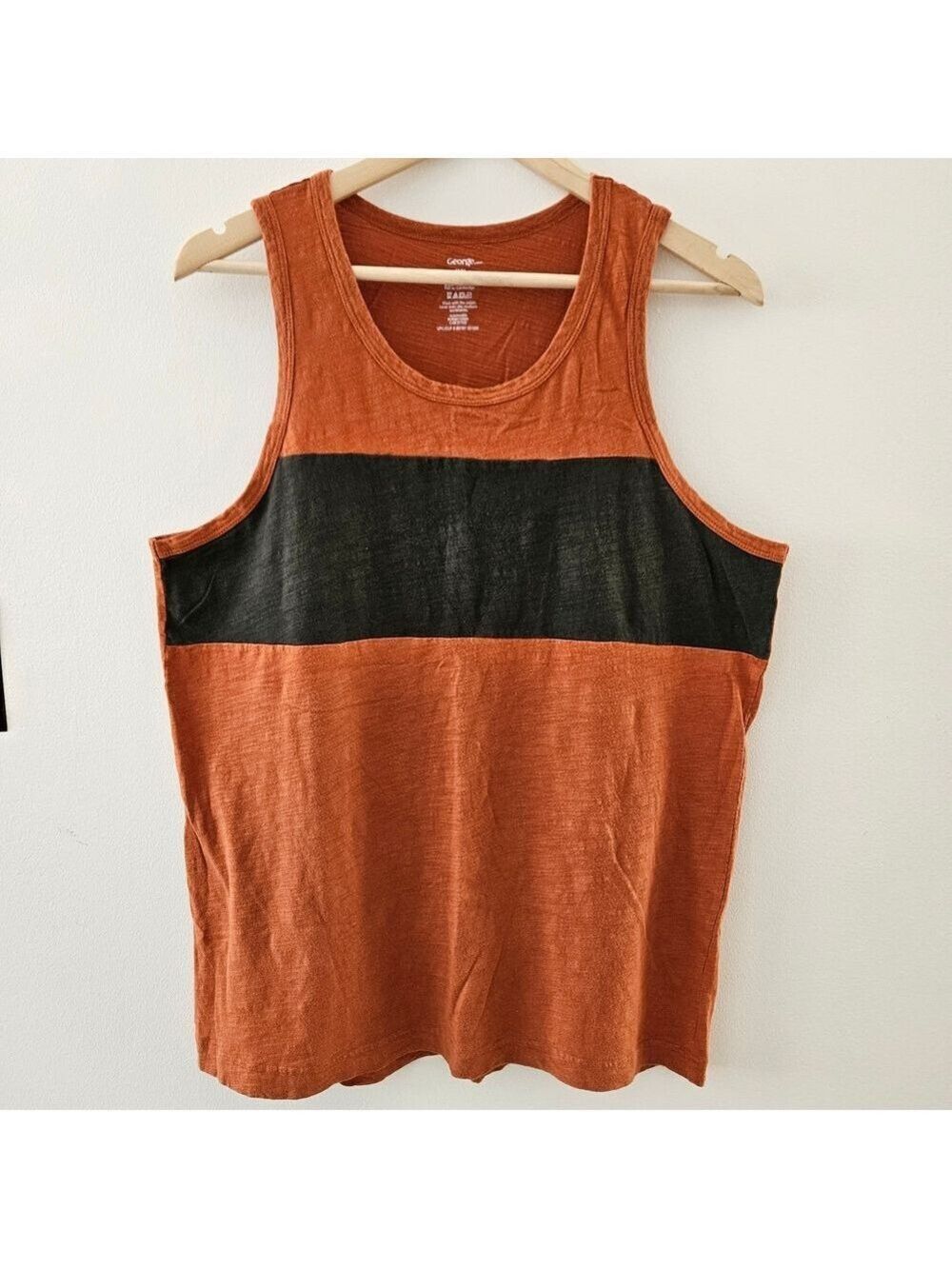 5/$25 George Rust Orange Colorblock Tank Top Size Mediun